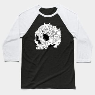 Skull of Cats Illustration Baseball T-Shirt